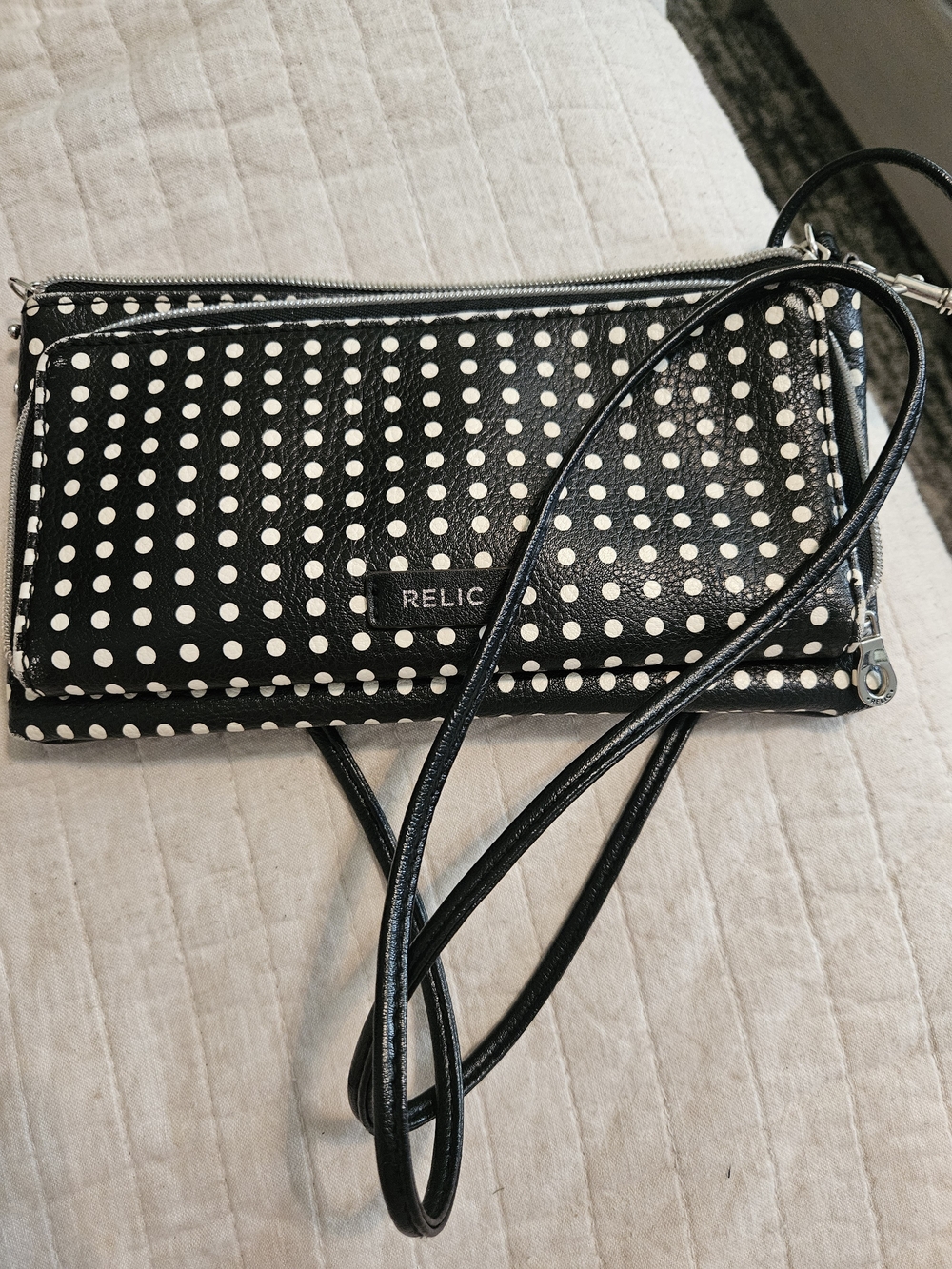 Relic Black and White Polka Dot Crossbody Wallet